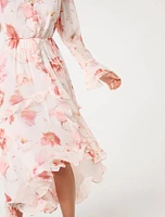 Kya Long Sleeve Frill Midi Dress