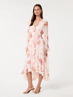 Kya Long Sleeve Frill Midi Dress