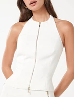 Paris Zip-Front Halter Top
