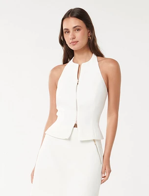 Paris Zip-Front Halter Top
