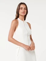 Paris Zip-Front Halter Top