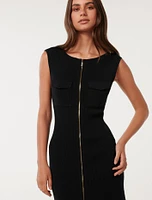 Harriet Zip Through Midi Dress