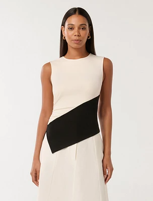 Camryn Two-Tone Asymmetrical Top