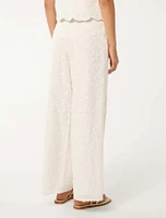 Daisy Broderie Wide-Leg Pants