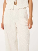 Daisy Broderie Wide-Leg Pants