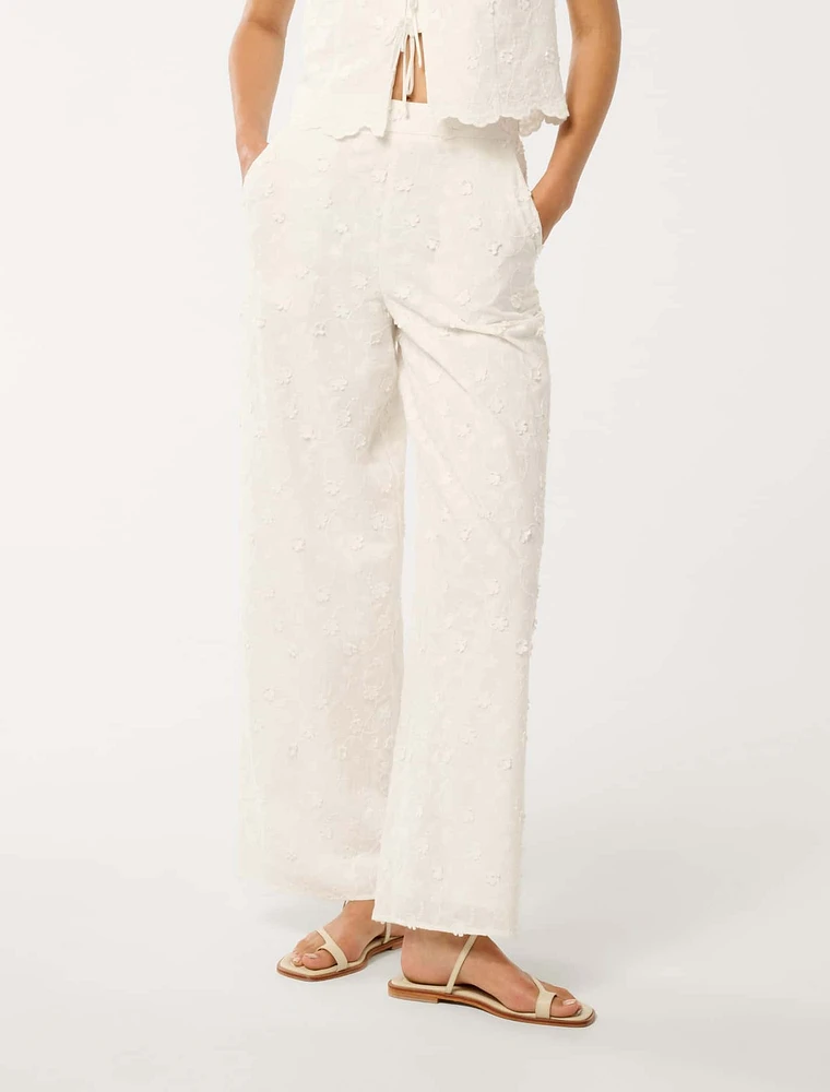 Daisy Broderie Wide-Leg Pants