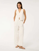 Daisy Broderie Wide-Leg Pants