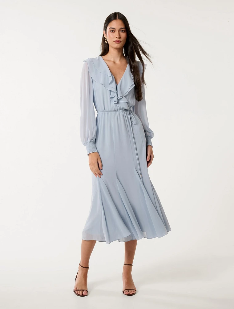 Orla Ruffle Godet Midi Dress