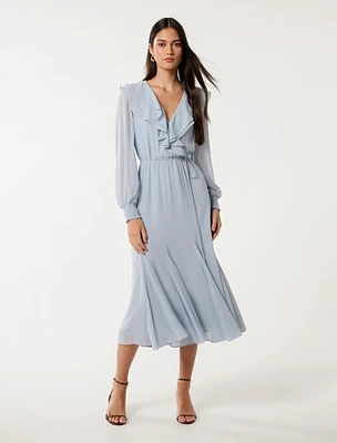 Orla Ruffle Godet Midi Dress