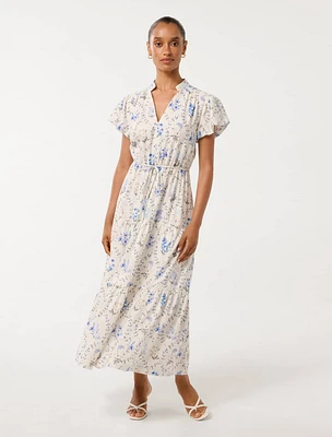 Jacqueline Petite Puff-Sleeve Midi Dress