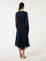 Solange Long Sleeve Burnout Midi Dress