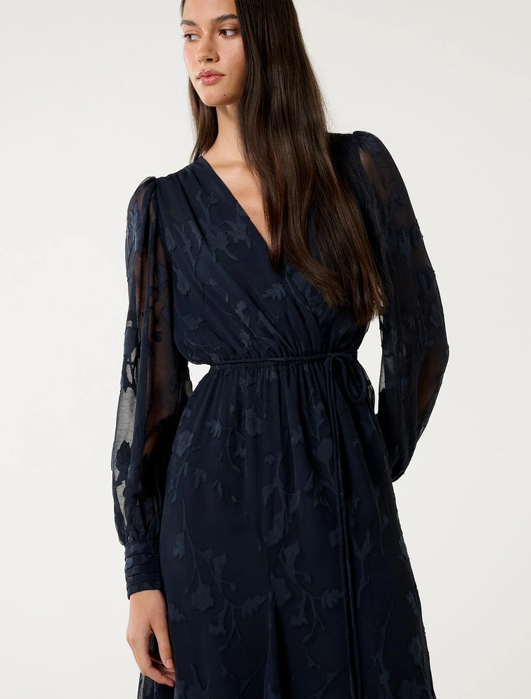 Solange Long Sleeve Burnout Midi Dress