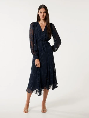 Solange Long Sleeve Burnout Midi Dress