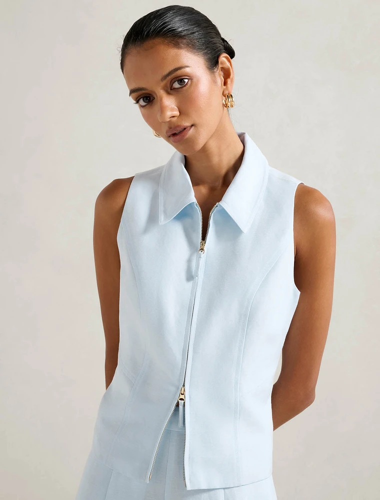 Felicity Petite Zip Front Halter Top