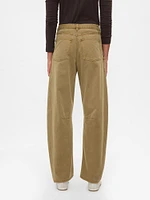 Mid Rise Twill Barrel Pants
