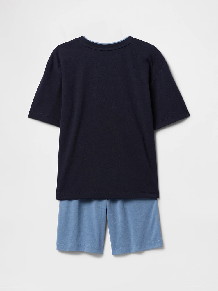 Kids Marvel Captain America Recycled PJ Short Set