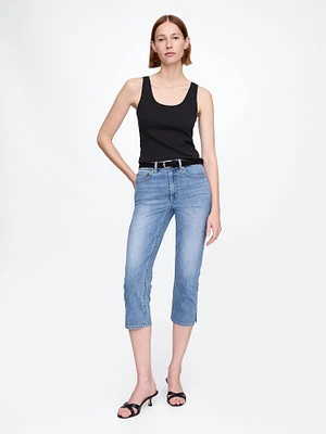High Rise Cropped Capri Jeans