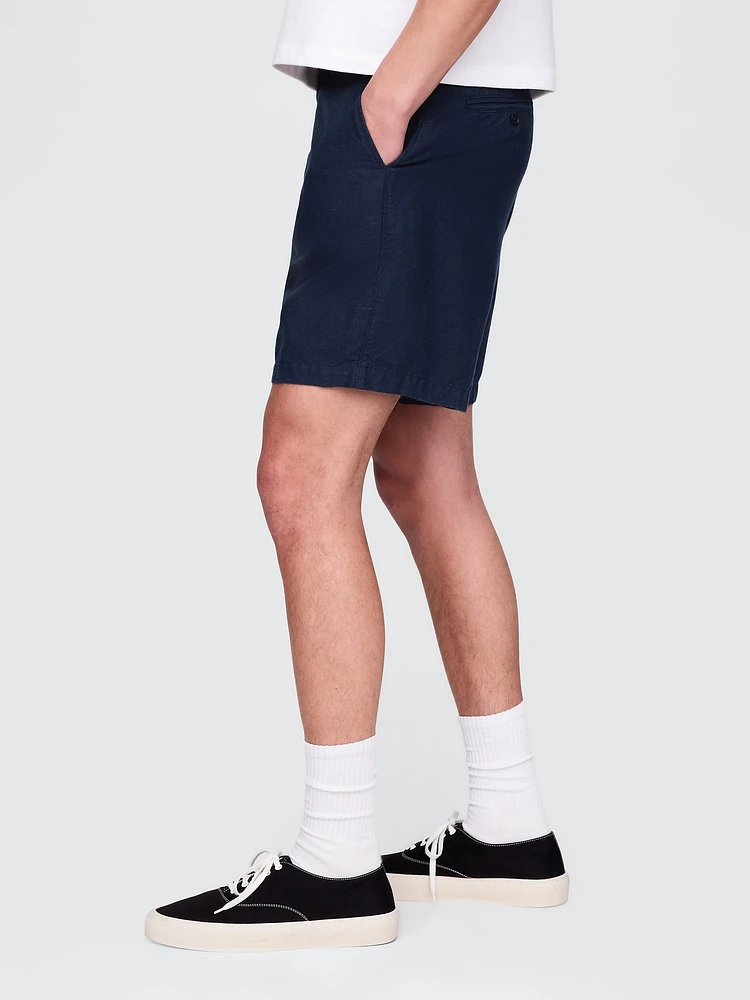 8" Linen-Cotton Shorts