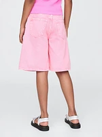 Kids Mid Rise Longline Denim Shorts