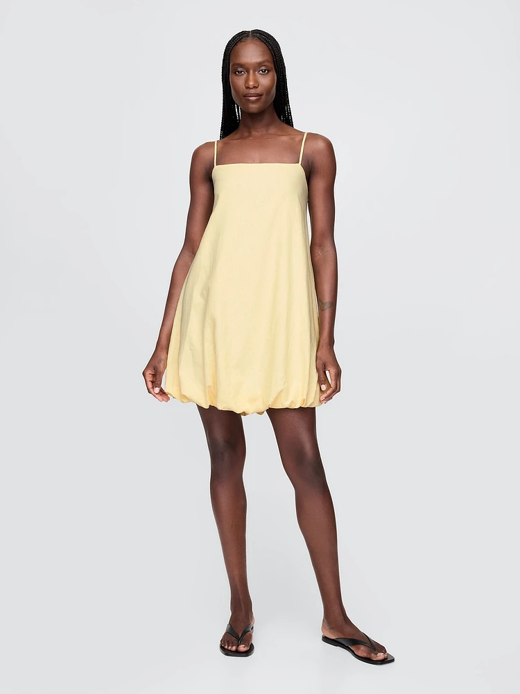Linen-Blend Bubble Mini Dress
