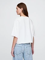 French Terry Rolled-Hem Crop Sweatshirt