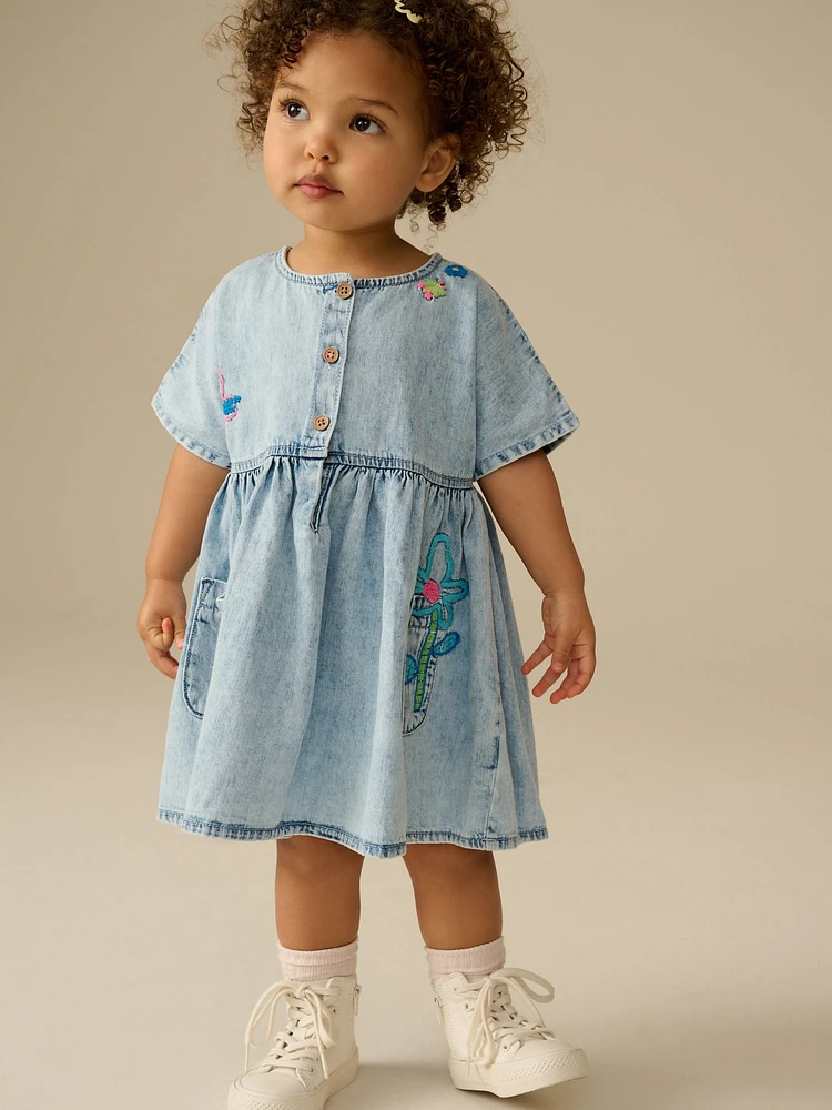 NEXT Toddler Flower Denim Dress