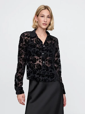 Recycled Velvet Crop Shirt