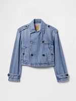UltraSoft Denim Crop Trench Jacket