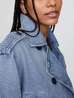 UltraSoft Denim Crop Trench Jacket