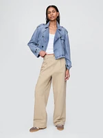UltraSoft Denim Crop Trench Jacket