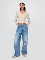 Plaited Rib Crop Cardigan