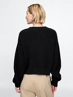 100% Cotton Shaker-Stitch V-Neck Sweater