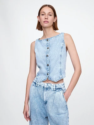UltraSoft Denim Crop Vest