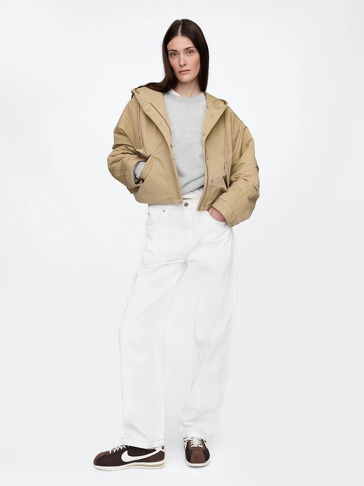 Hooded Nylon Crop Jacket
