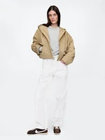 Hooded Nylon Crop Jacket