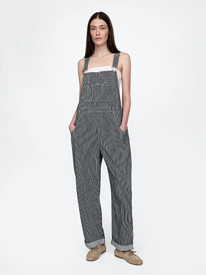 Denim Stripe Loose Overalls