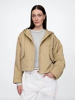 Hooded Nylon Crop Jacket