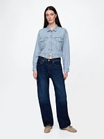 UltraSoft Denim Stripe Cropped Icon Jacket