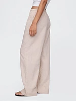 Linen-Blend Easy Wide-Hem Pants