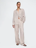 365 Low Rise Linen-Blend Trousers