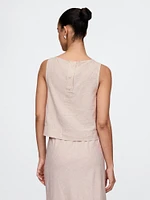 Linen-Blend Crop Shell Tank Top