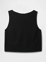 Linen-Blend Crop Shell Tank Top