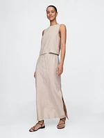 Linen-Blend Crop Shell Tank Top