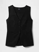 Linen-Blend Longline Vest