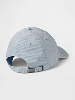 Casquette de baseball en denim à fines rayures