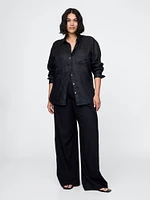 365 High Rise Linen-Blend Trousers