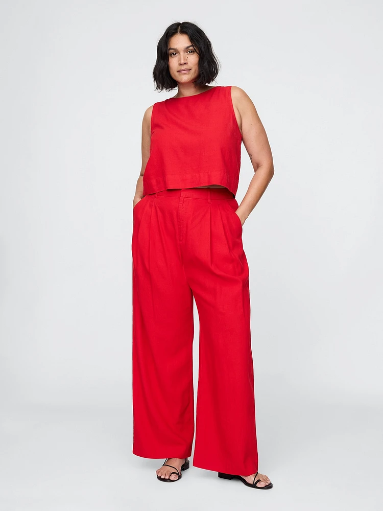 365 High Rise Linen-Blend Trousers