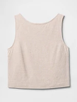 Linen-Blend Crop Shell Tank Top