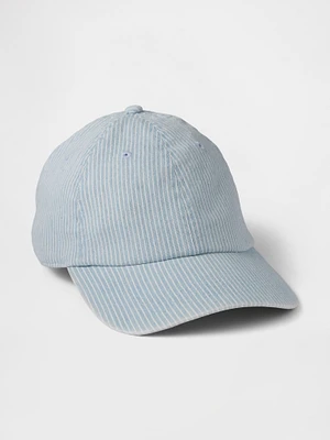 Casquette de baseball en denim à fines rayures