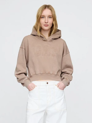 VintageSoft Crop Logo Hoodie